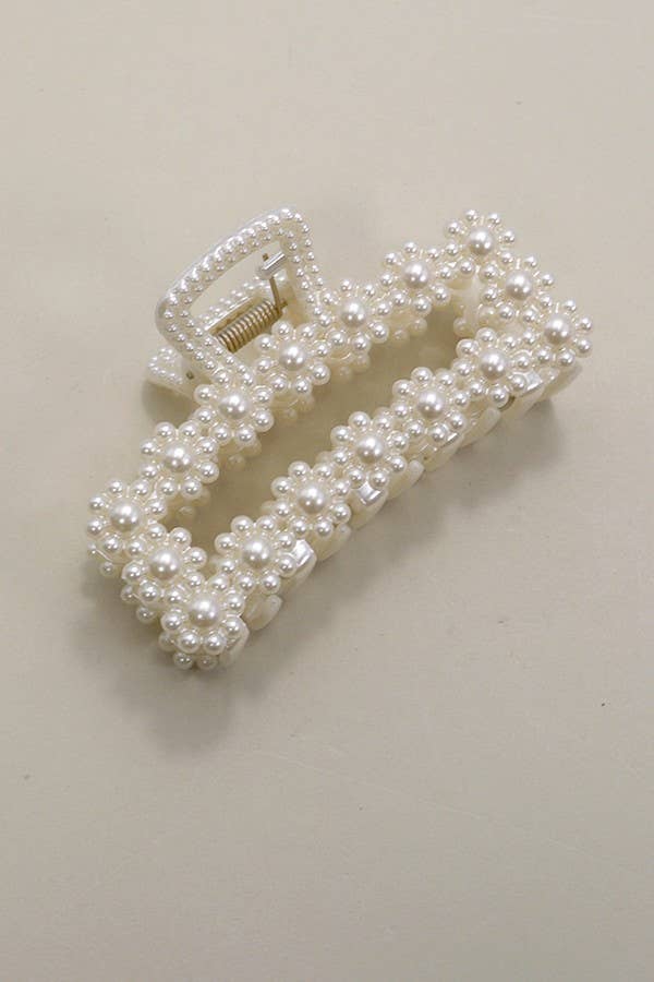 Floral Pearl Hair Claw Clips