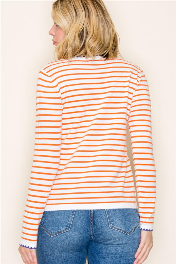 Orange Striped Sweater/Purple Accent