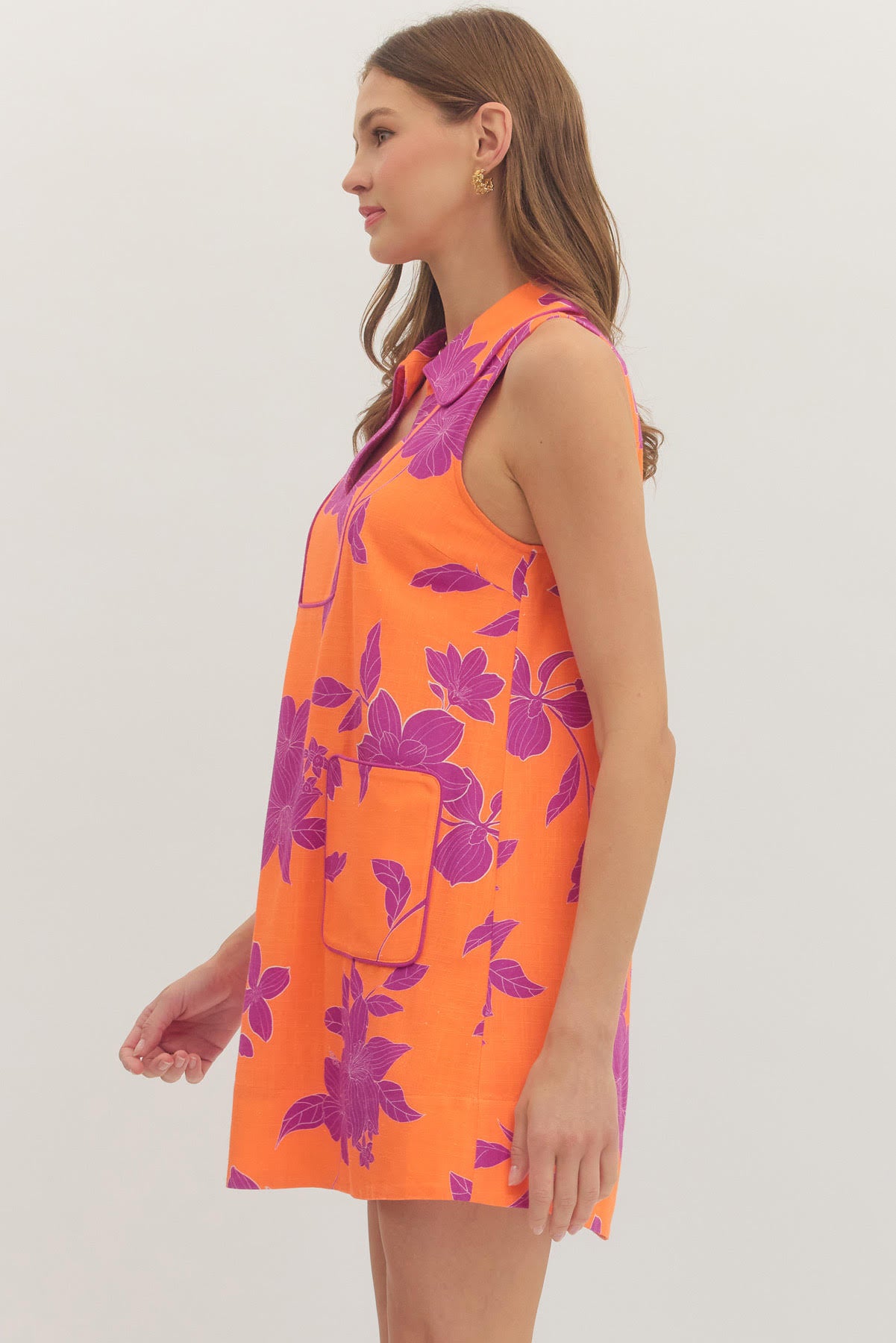 Orange & Purple Floral Shift Dress