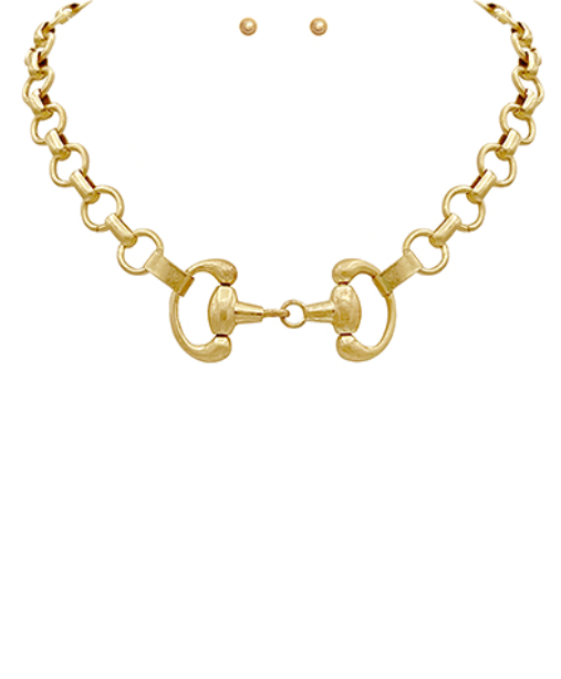 Gold Snaffle Bit Necklace