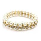 Double-Row Pearl and Crystal Stretch Bracelet