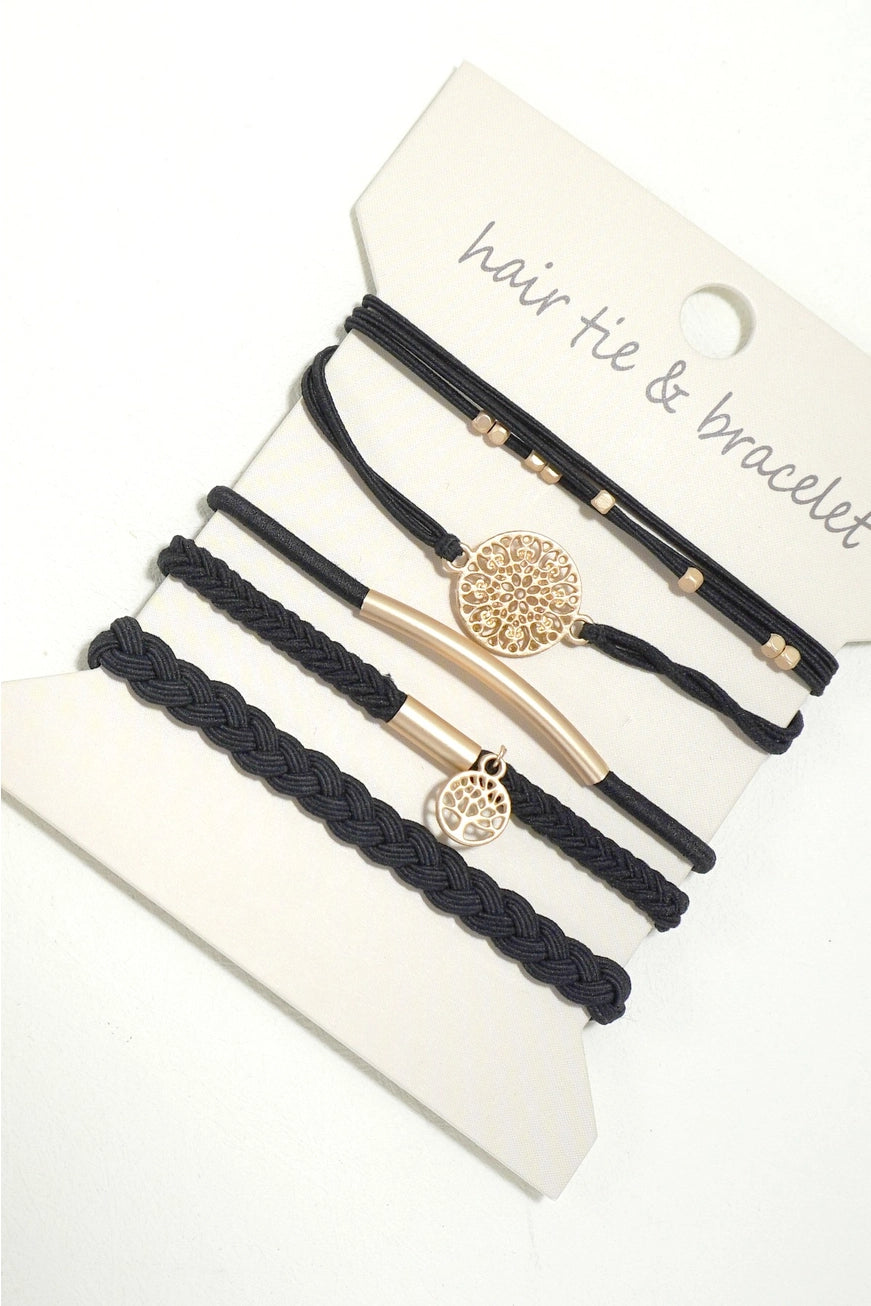 Black Boho Bracelet/Hair Tie