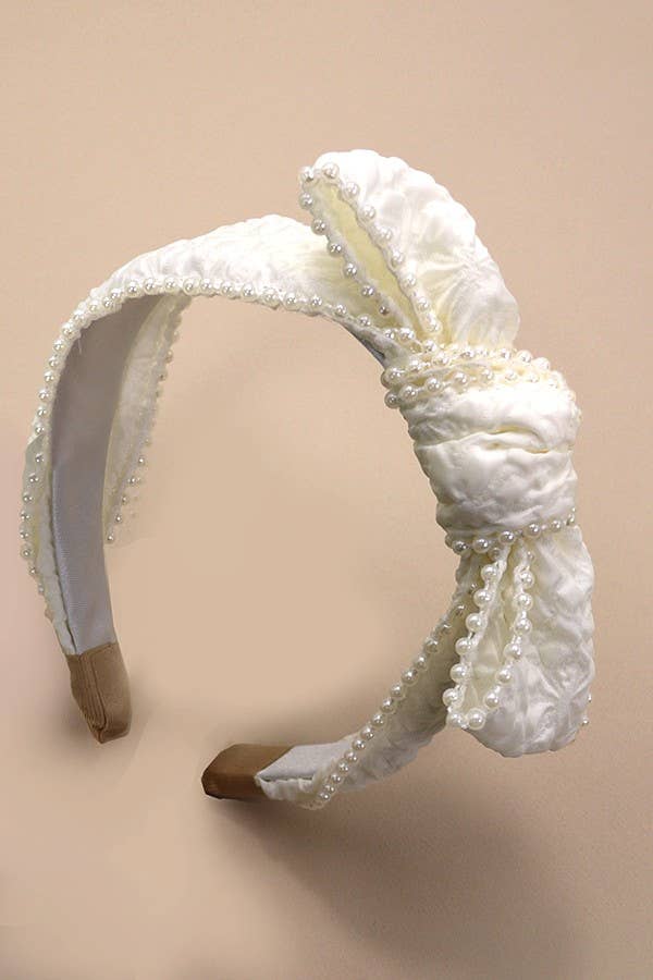 Cream Pearl Bow Headband