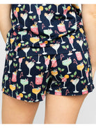 Navy "Fizz the Season" Short Sleeve/Short PJ Set with Christmas cocktails printed