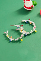 Silver Christmas Light Wrapped Hoops