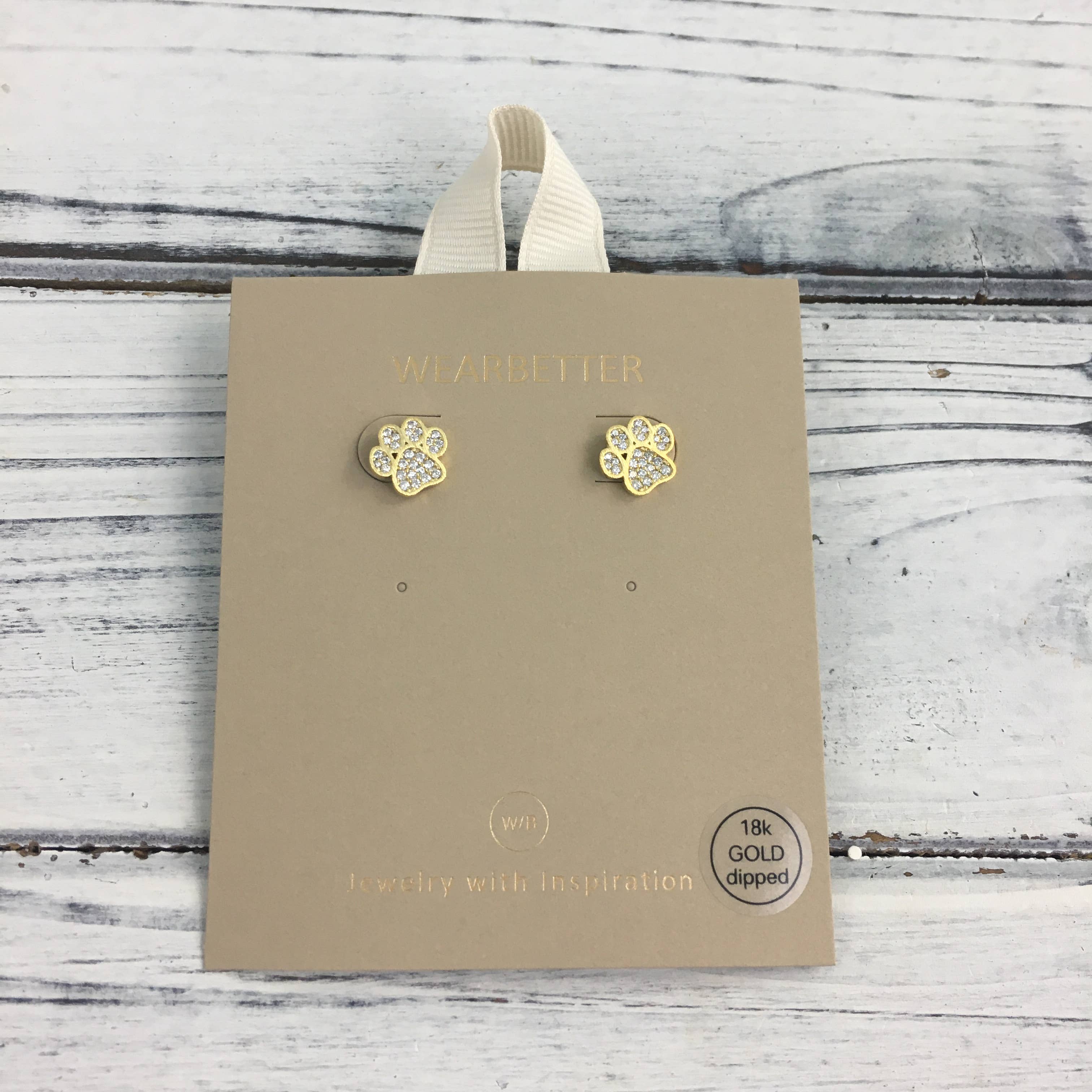 Rhinestone Paw Post Earrings 