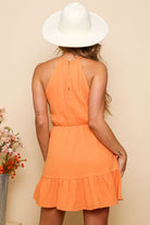 orange cotton dress flowy tiered above the knee