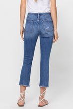 Load image into Gallery viewer, mid ride cropped slim straight jeans with distressing
