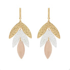 Hammered Tri-Color Leaf Earrings