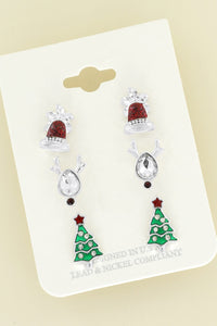 3-PC Assorted Christmas Studs