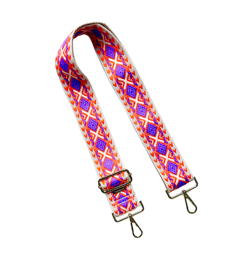 Aztec Diamond Purple/Orange Guitar Purse Strap