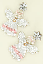 White & Pink Angel seed bead Earrings