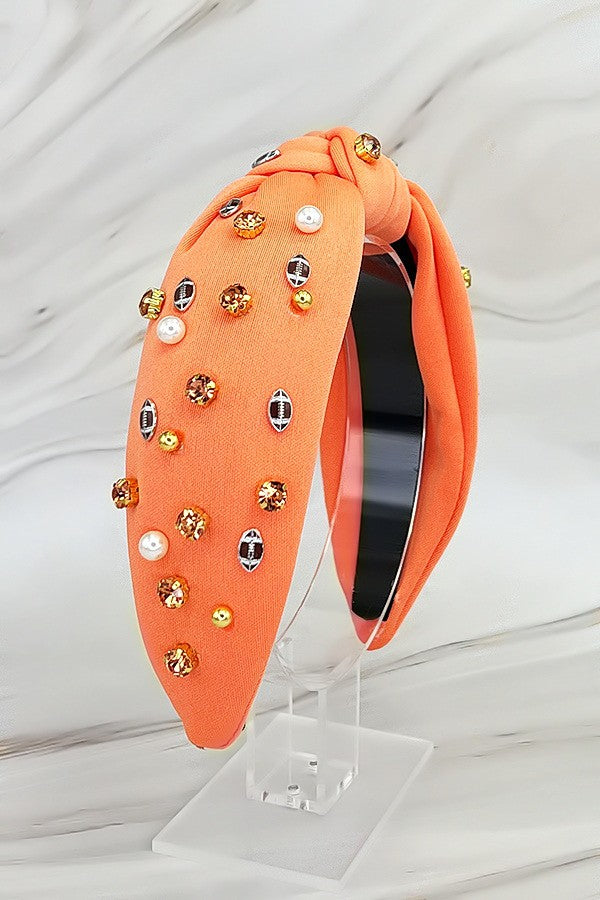Orange Football Embellished Headband