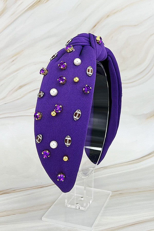 Purple Football Embellished Headband