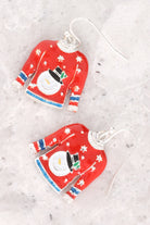 Snowman red Sweater Earrings