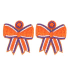 Orange & Purple Seed Bead Bow Gameday Earrings