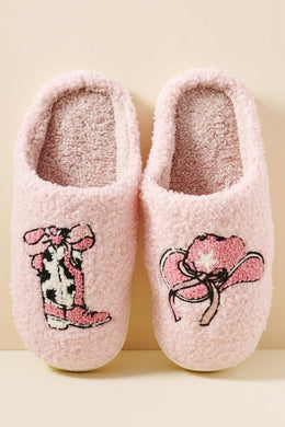 Cowgirl Pink Boots & Hat Slippers