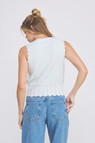 White Scalloped Button Knit Vest
