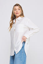 Triple-Tie Back Textured Blouse