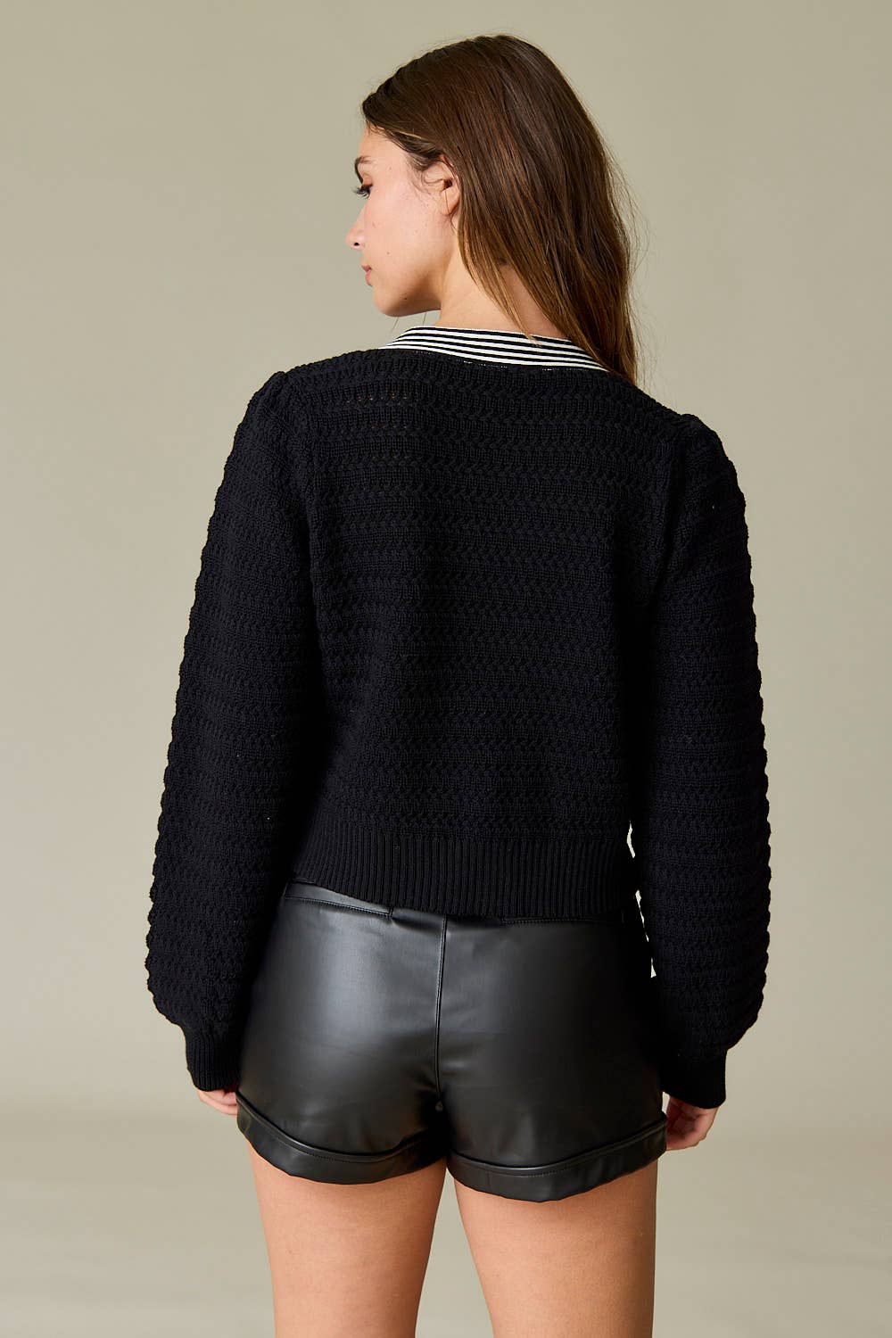 "Harper" Bow Front Black Sweater