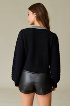 "Harper" Bow Front Black Sweater