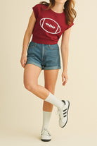 Garnet Cap Sleeve Sweater/White Football
