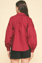 Garnet Pleated Button Down Shirt