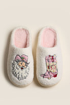 White slippers with pink Christmas Cowboy boots & Cowboy Santa