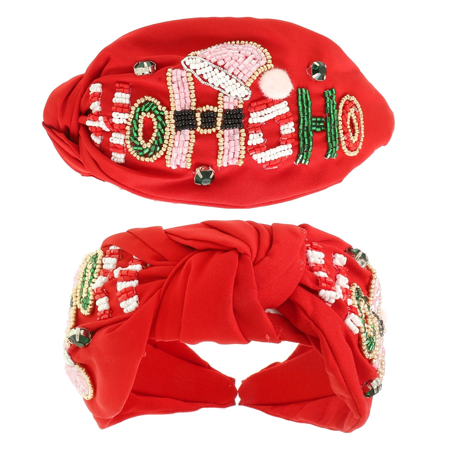 Red Ho Ho Ho Seed Bead Headband