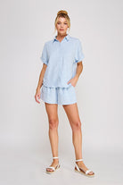 Cloud Blue Lightweight Jacquard Top & Shorts