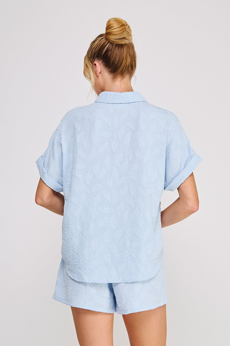 Cloud Blue Lightweight Jacquard Top & Shorts