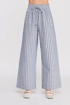 Coastal Navy/White Striped Wide-Leg Pant
