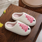 White slippers with Pink Christmas Trees