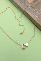 Brass Initial Heart Charm Necklace