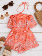 Orange Eyelet Embroidered Romper