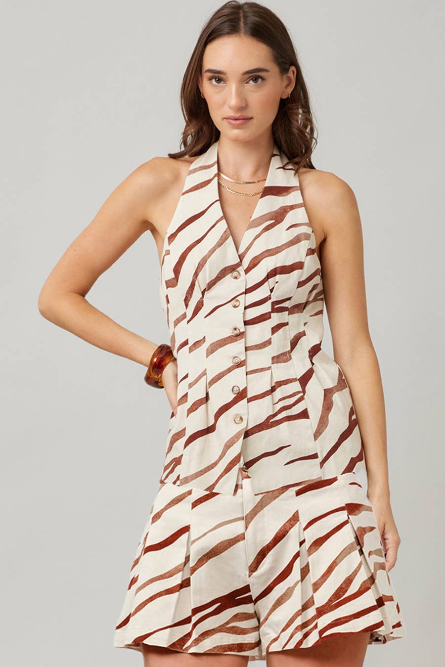Tiger Print Halter Vest
