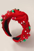 red Christmas Pearl/Rhinestone Headband