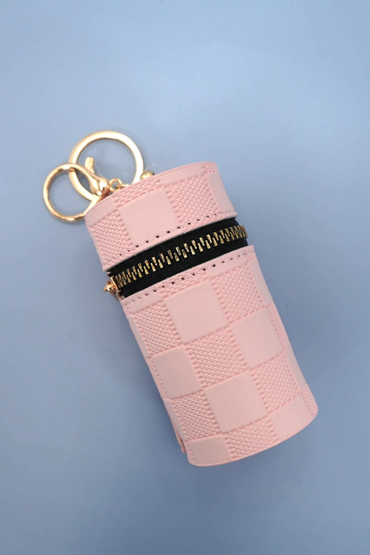 Pink checkered Lip Pouch Keychain