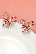 Candy Cane Rhinestone Bow Earrings