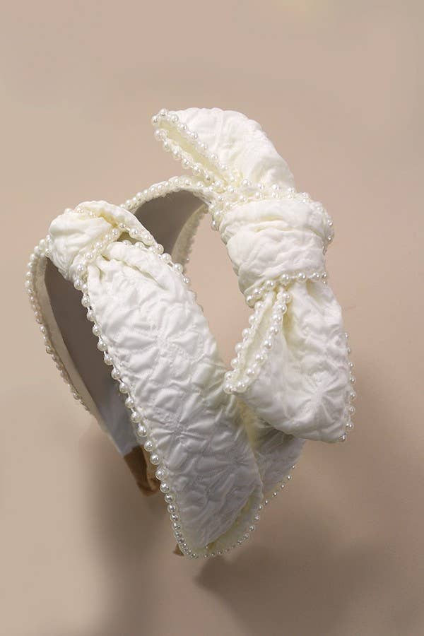 Cream Pearl Bow or Knot Headband