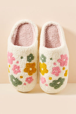 Colorful Fuzzy Flower Slippers