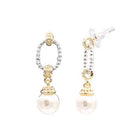 14K Gold Plated Two-Tone Pearl Earrings