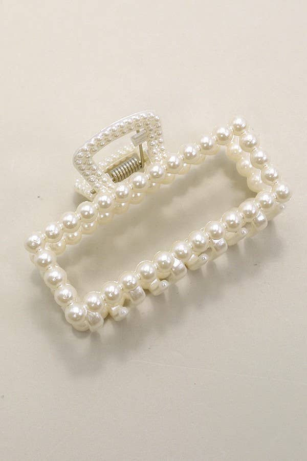 Rectangle Pearl Hair Claw Clips