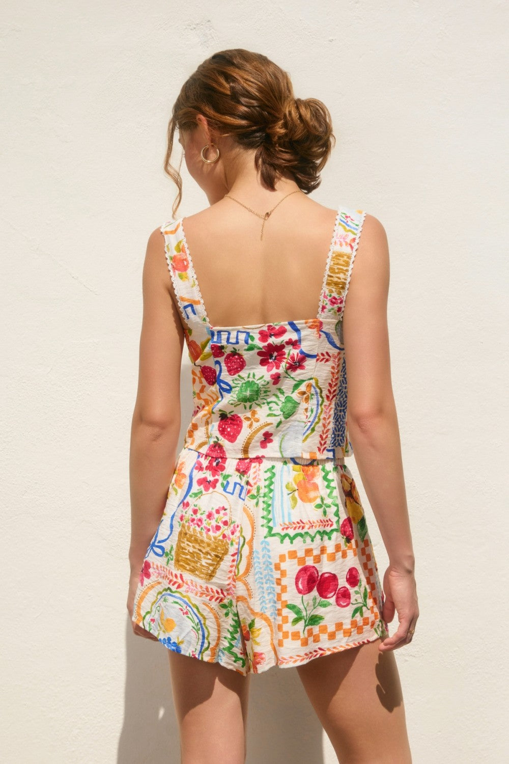 Summer Picnic Lace Trim Tank Top & Short Set