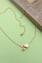 Brass Initial Heart Charm Necklace