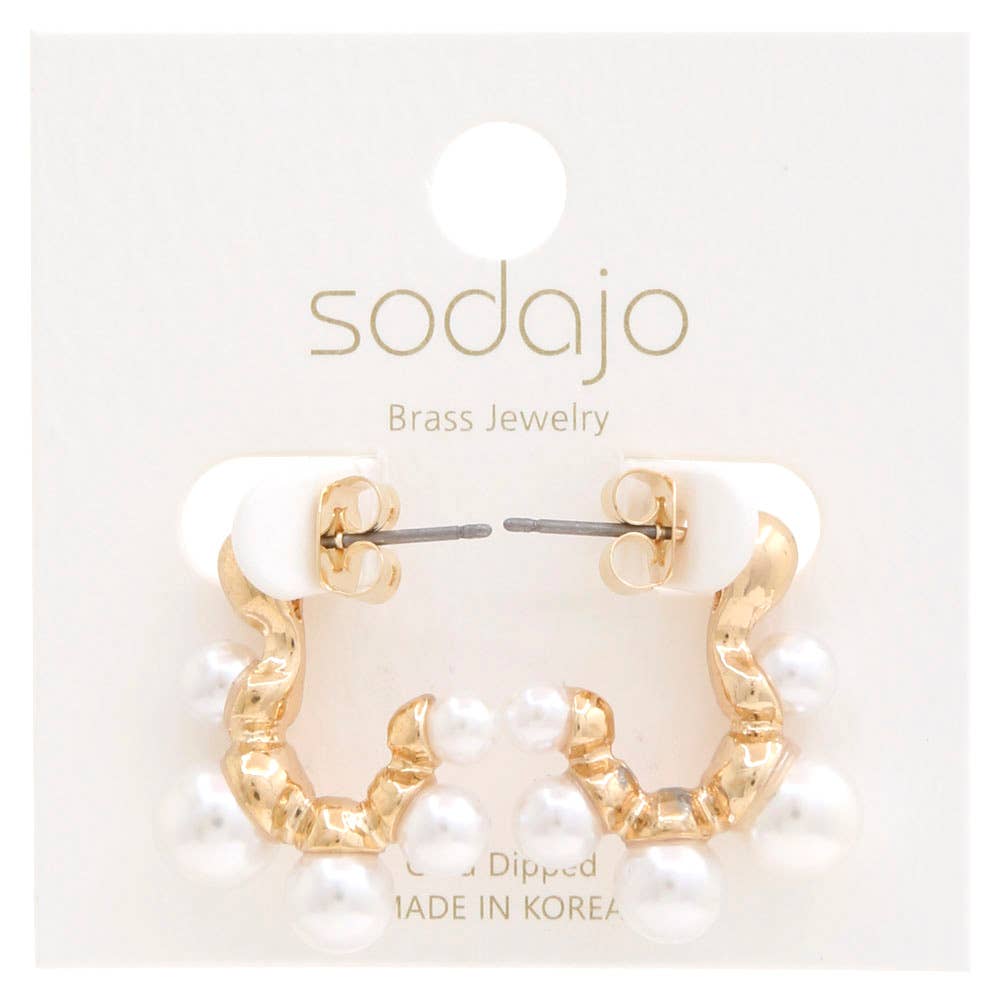 Pearl Bead Gold Dipped Earrings