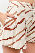 Tiger Print Pleated Shorts