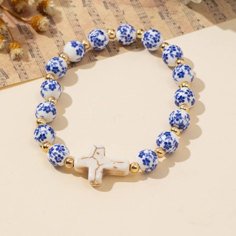 Chinoiserie Cross Charm Bracelet