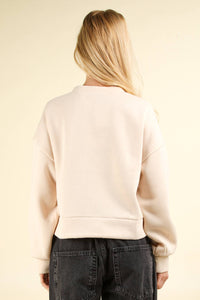 Beige Cable Contrast Knit Top