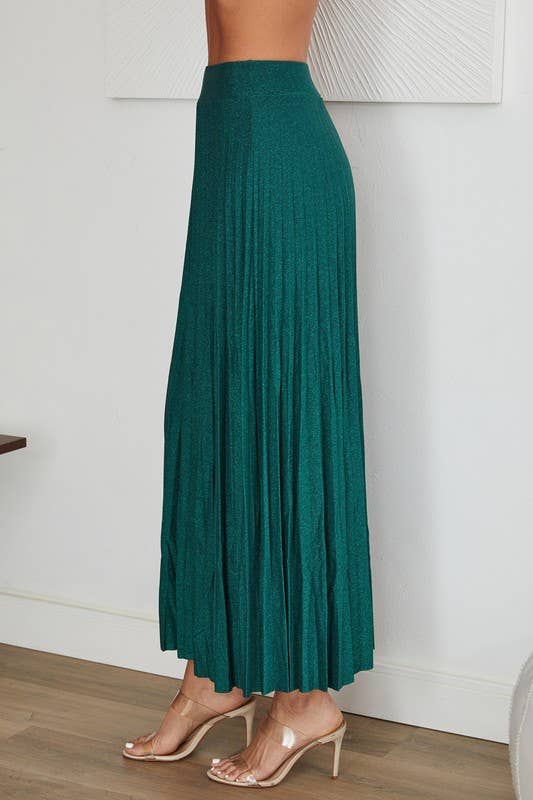 Green Shimmer Maxi Skirt